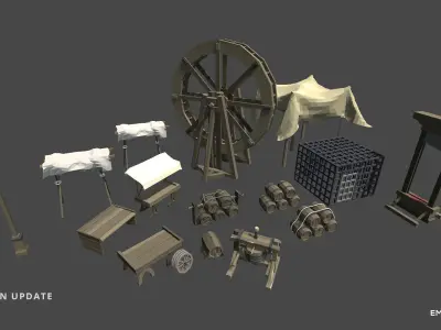 Slavic Medieval Village Town Interior and Exterior Pack  Low-poly 3D model