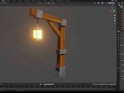 street light Medieval Lamp post Low poly  Low-poly 3D model