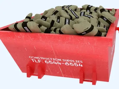 Industrial Container with concrete sacks 2 3D model