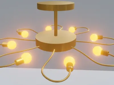 Flower Design 8 Figure Chandelier Ceiling Light 3D model