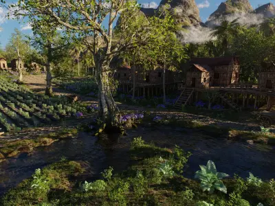 Medieval Farm Scene 3D model