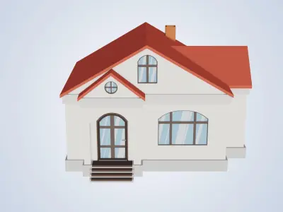 House with roof Low-poly 3D model