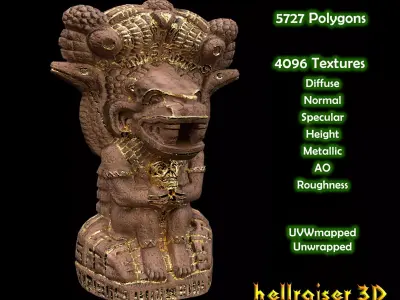 Mayan Statue Golden - PBR - Textured Low-poly 3D model