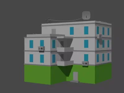 Low-Poly Houses building Low-poly 3D model