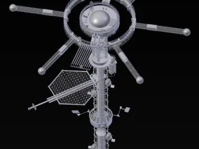 Space elevator Sci-FI 3D model 3D model