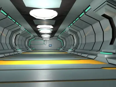 sci fi corridor 3D model 14