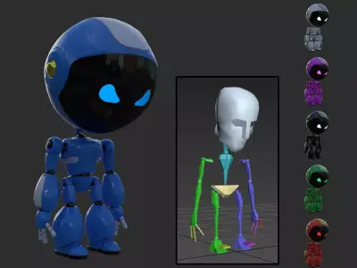 Robot rigged with 3Ds max Biped Low-poly 3D model
