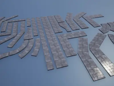 Lowpoly Modular PBR Pavements 5 Low-poly 3D model