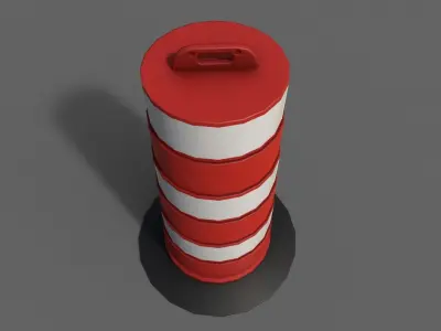 PBR Traffic Drum Barrel Red Low-poly 3D model