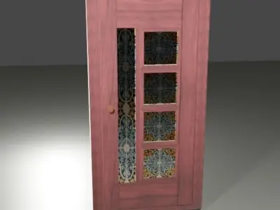 door1 wooden door with glass panels 3D model