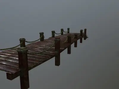 wooden pier  Low-poly 3D model