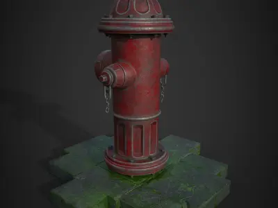 fire hydrant with stone Low-poly 3D model