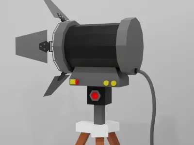Spotlight Low Poly projector lamp on tripod 3D model