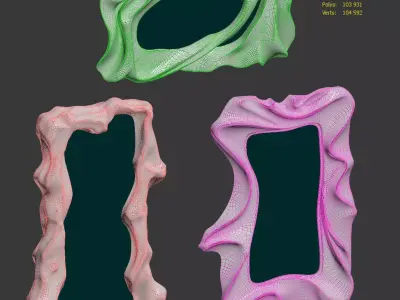 Organic plaster mirrors - 3 models 3D model