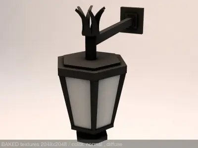 Elegant Antic Outdoor Wall Light Low Poly Low-poly 3D model