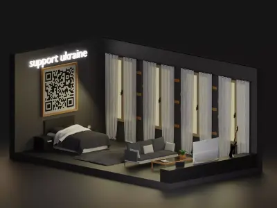 A modern room Low-poly 3D model