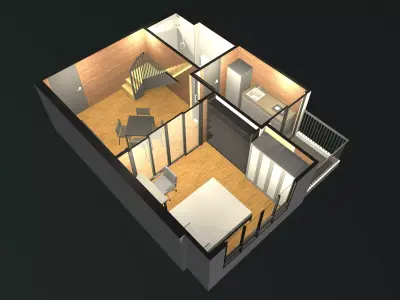 Apartment room in plan cut 25-65 3D model