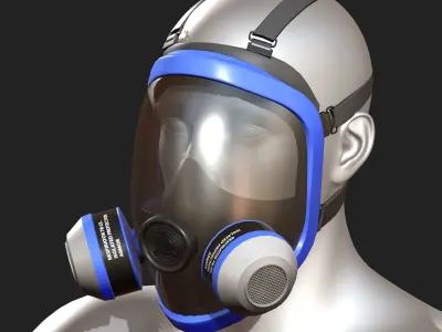 Gas mask helmet 3d model protection safety futuristic  Low-poly 3D model