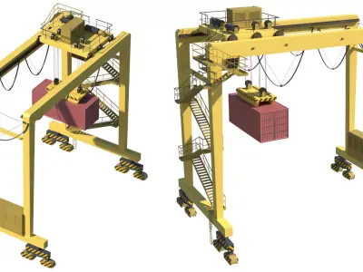 Container RTG Gantry seaport crane 3D model