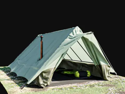 Camping Tent with interior  3D model