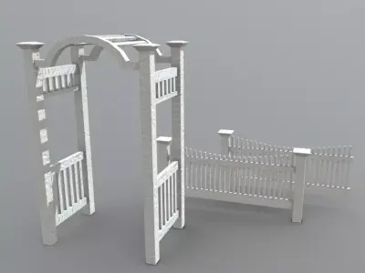 Arbor with Fence Low-poly 3D model