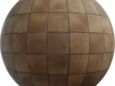 Aged Terracotta Square Tiles PBR Texture  Texture