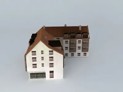 80ies Residential Building Low-poly 3D model