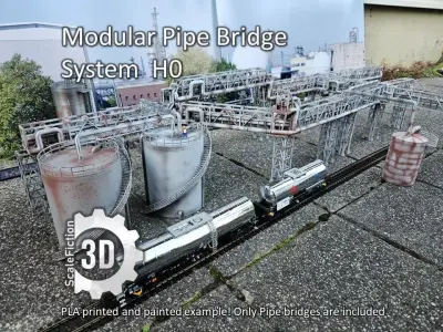 Modular Pipe Bridge System  H0 3D print model