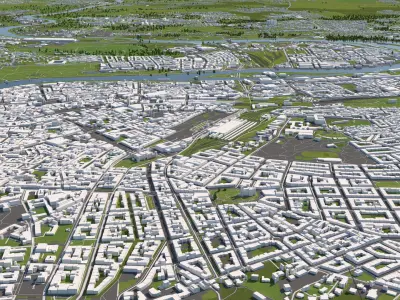 Prague Czech Republic 50x50km 3D City Map 3D model