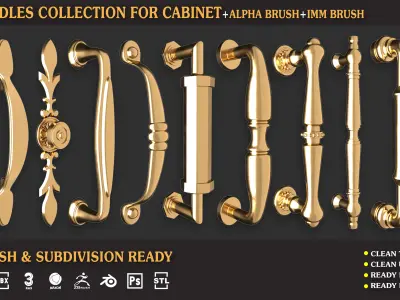 Handles Collection For Cabinet Vol 01 Low-poly 3D model