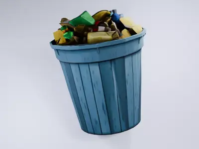 Stylized Trash Bin - Low Poly City Scene Prop 3D model
