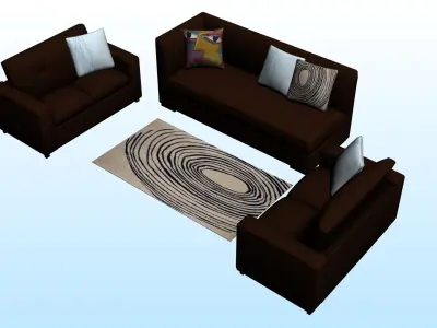 SOFA SET WITH CARPET 10 3D model