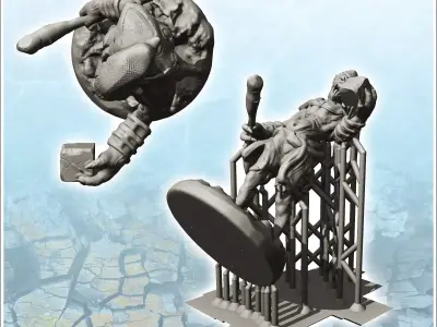 Goblin shaman with wooden staff and magic stone 12 - Medieval Fa 3D print model