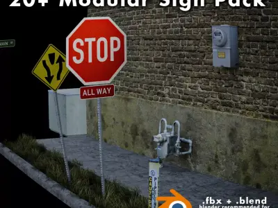 20 Plus Customizable Streets Signs  3D model
