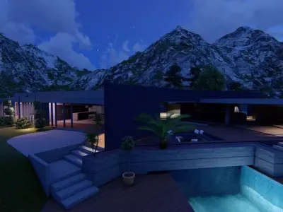 Casa Scene- Beach villa-modern house 3D model 5