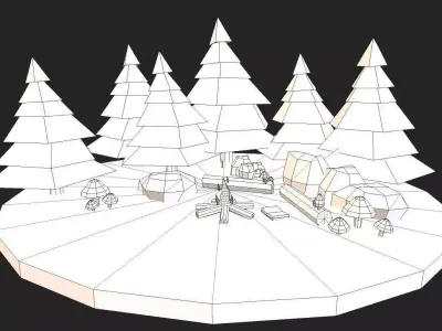 Nature Scene Low poly  Low-poly 3D model