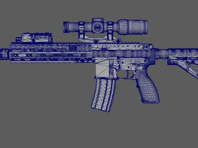HK416D CAG Low-poly 3D model