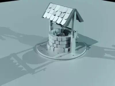 well 3D model pile of bricks 3D model