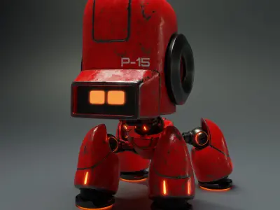Cute Spider Robot Red 3D model