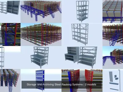 Storage and Archiving Steel Racking Systems 3D Model Pack