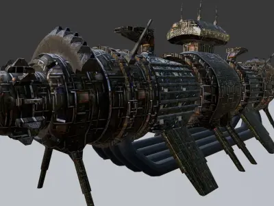 Space Mining building refinery  facility 319 Low-poly 3D model