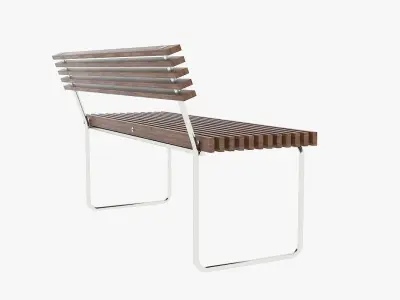Wooden street bench 3D model purchase