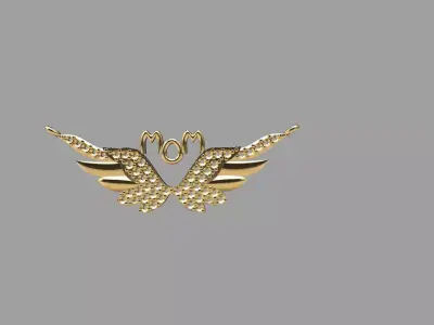  Golden Winged MOM Pendant 3D print model