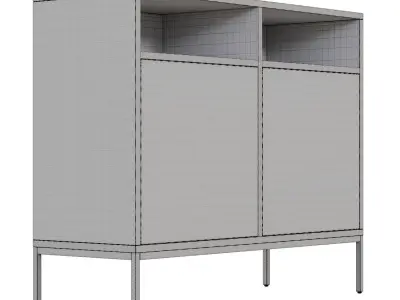 Two-door Black and Walnut Wooden Buffet Low-poly 3D model