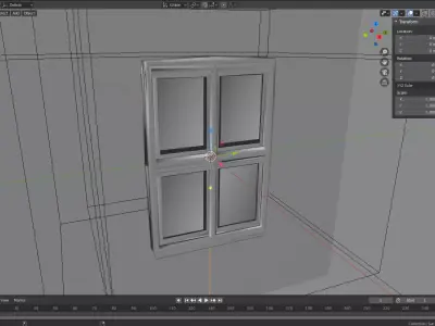 Window wooden cabinet Low-poly 3D model