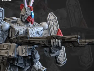 Standing Tank Mech  3D Printable 100mm 3D print model