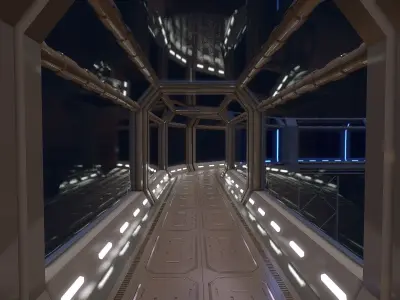 Modular Corridor V2 Low-poly 3D model