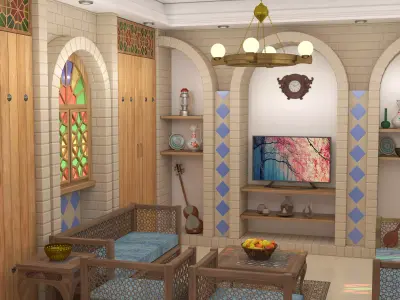 traditional Iranian living room 3D model