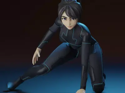 Stylized Sci-Fi Female Character Low-poly 3D model