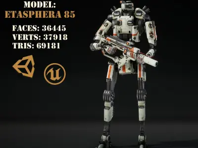 Etasphera85 robot holding gun Low-poly 3D model